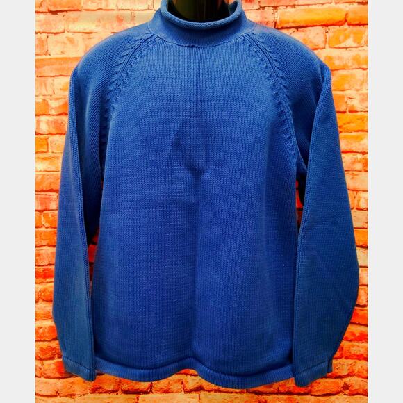 J.CREW Sweater Men's Medium Blue Knitted Ribbed Cuff & Hem Roll Neck Classic Fit - Picture 1 of 6